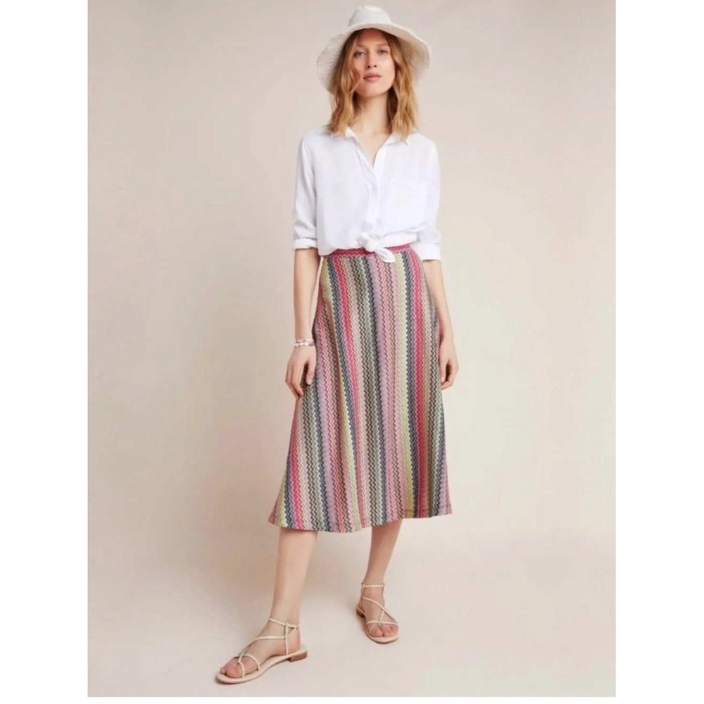 Anthropologie Maeve Chevron Zigzag Metallic Knit Mini Skirt‎ XS